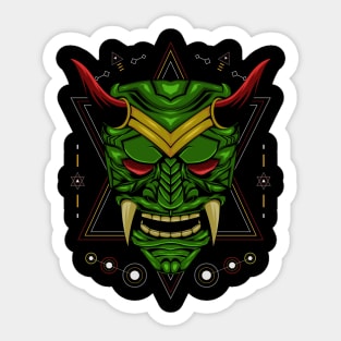 Devil face illustration. head of demon. Sticker